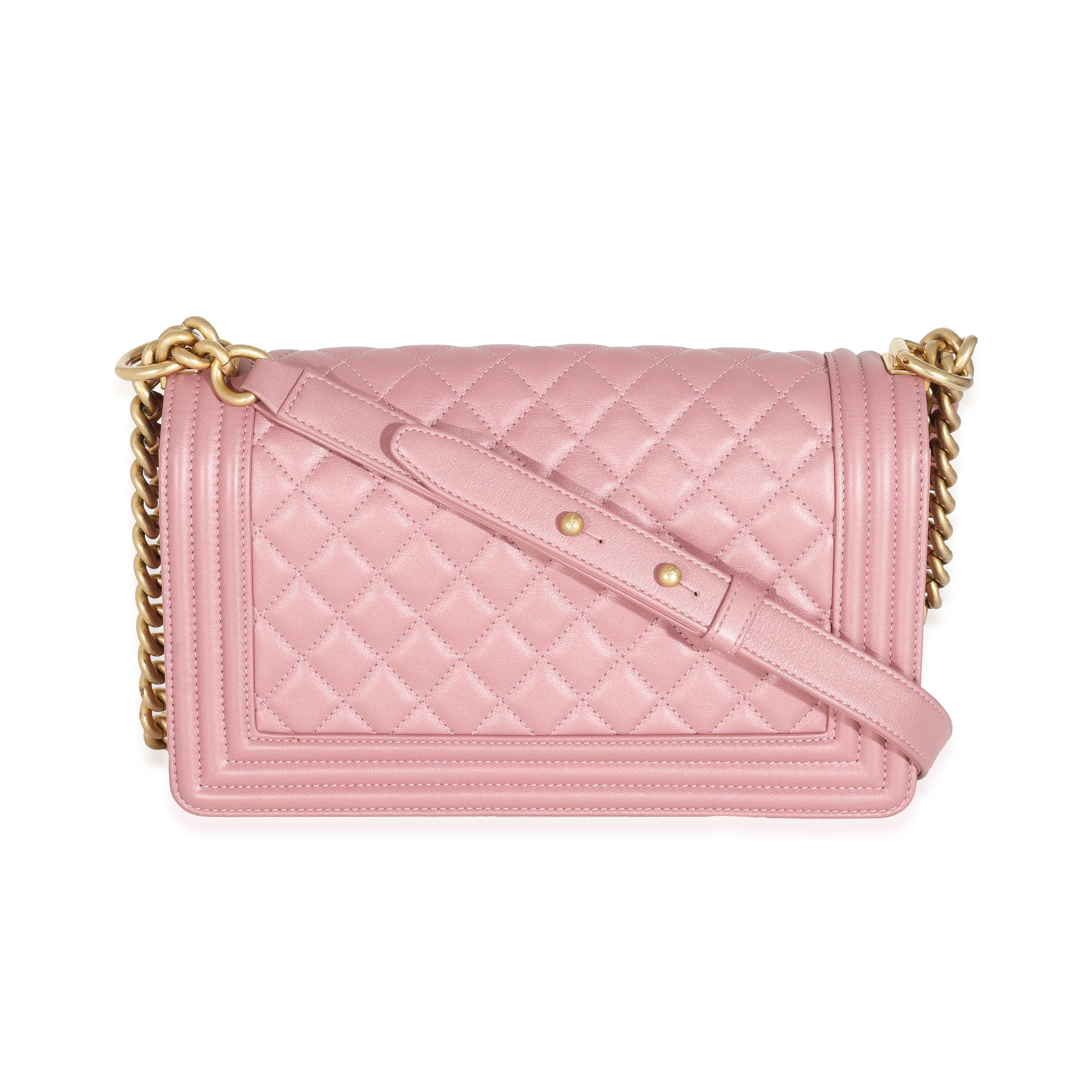 Chanel Metallic Pink Calfskin Medium Boy Bag 4