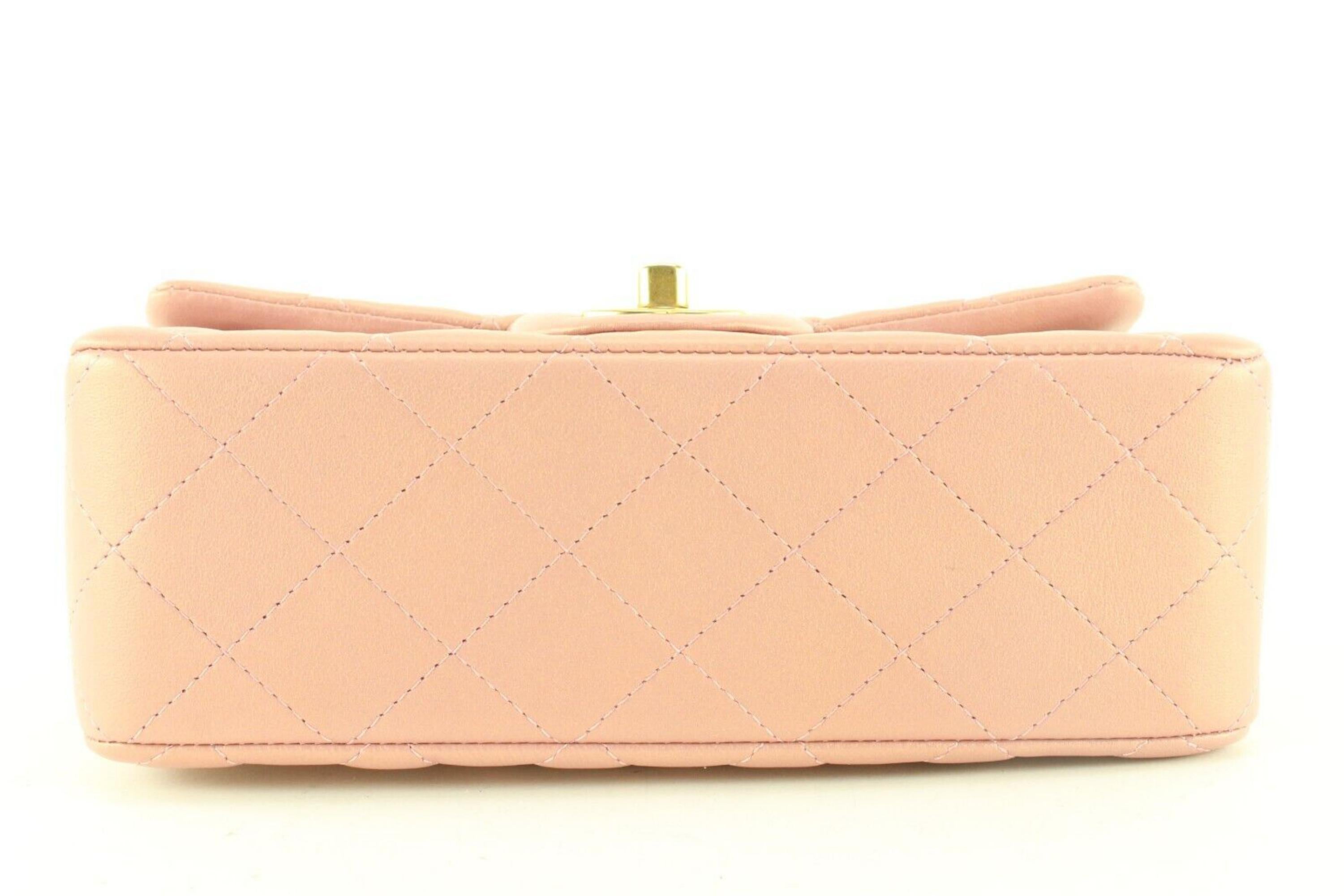 Chanel Metallic Pink Iridescent Mini Top Handle Classic Flap GHW 1CK0418 6