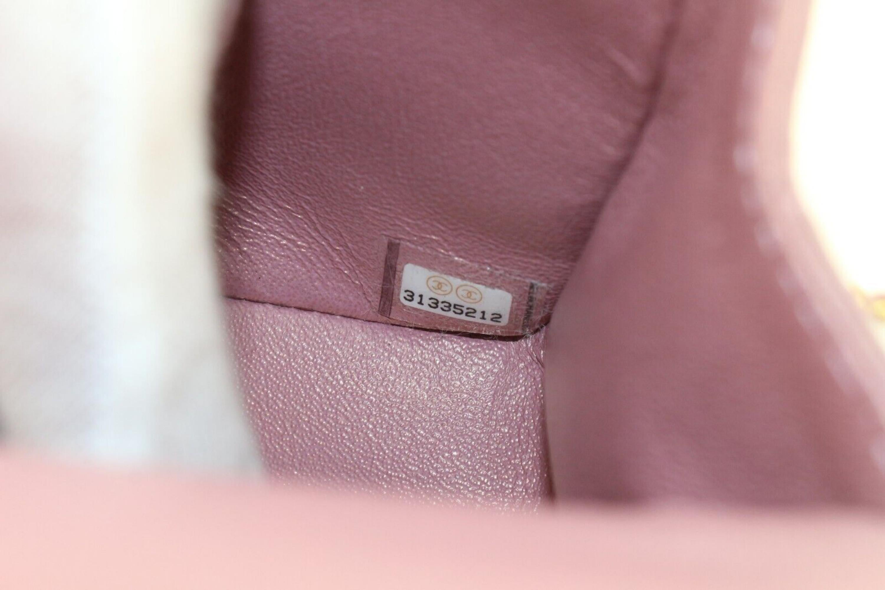 Women's Chanel Metallic Pink Iridescent Mini Top Handle Classic Flap GHW 1CK0418
