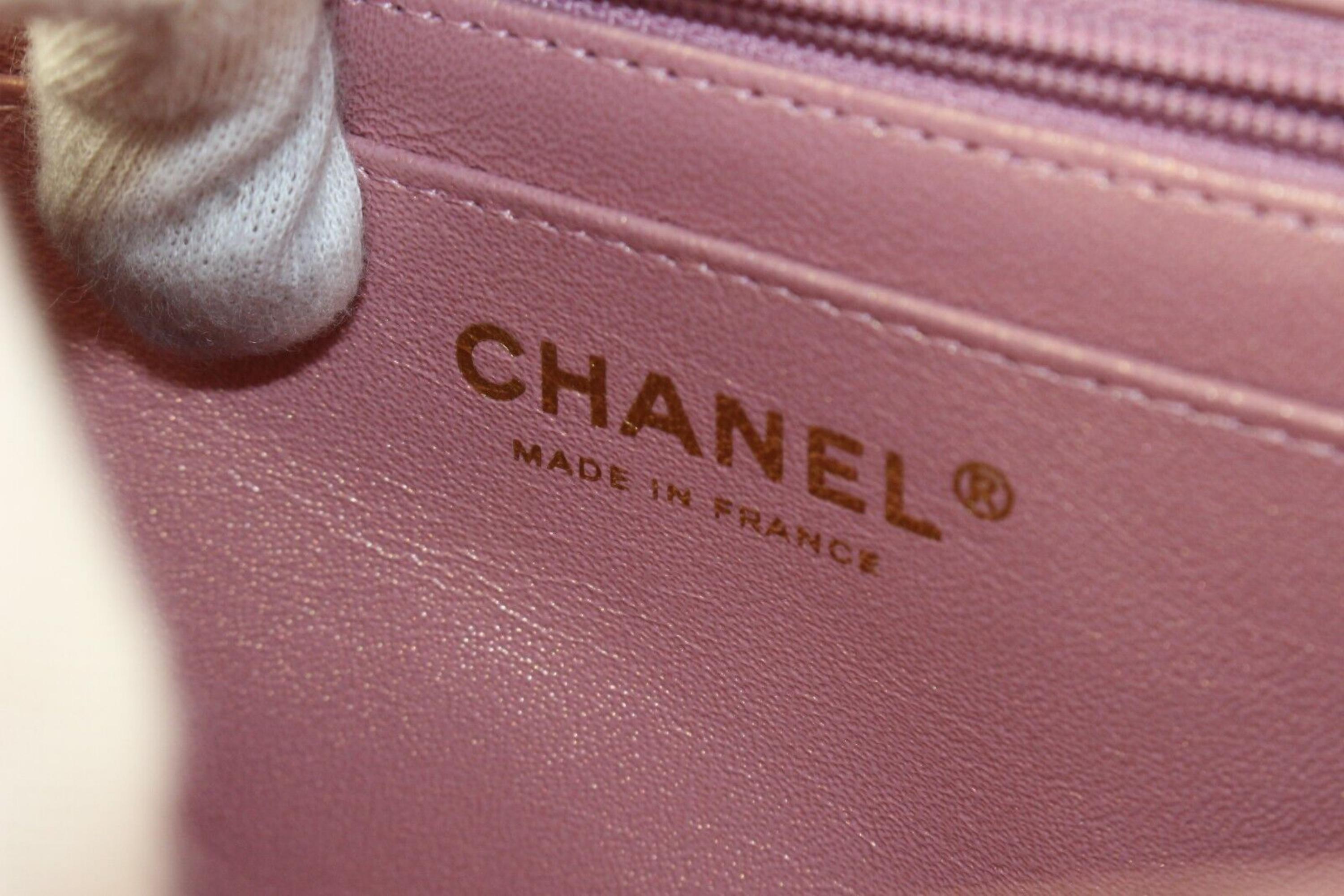 Chanel Metallic Pink Iridescent Mini Top Handle Classic Flap GHW 1CK0418 2