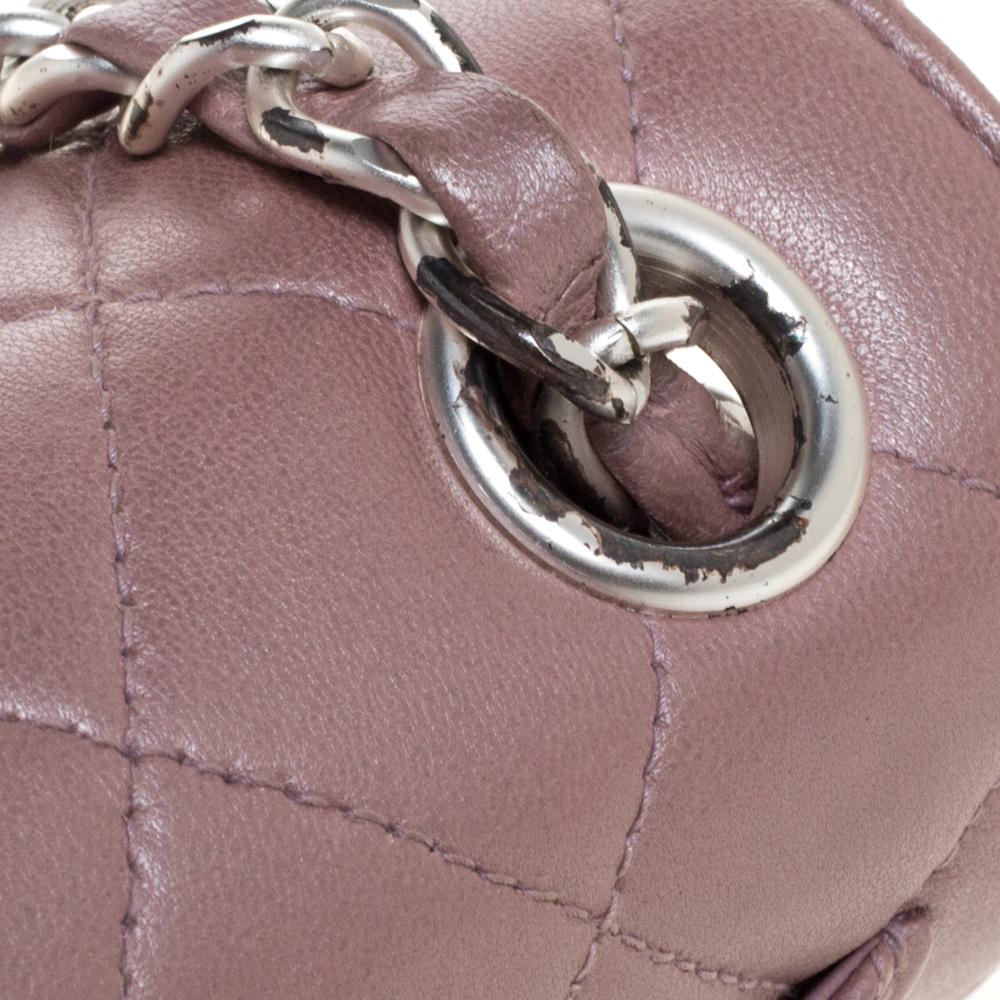 Chanel Metallic Pink Quilted Leather Extra Mini Classic Flap Bag 5
