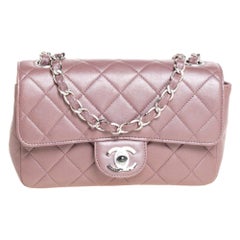 Chanel Metallic Pink Quilted Leather Extra Mini Classic Flap Bag