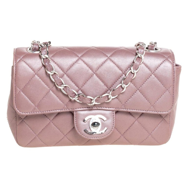 Chanel Metallic Pink Quilted Leather Extra Mini Classic Flap Bag at ...