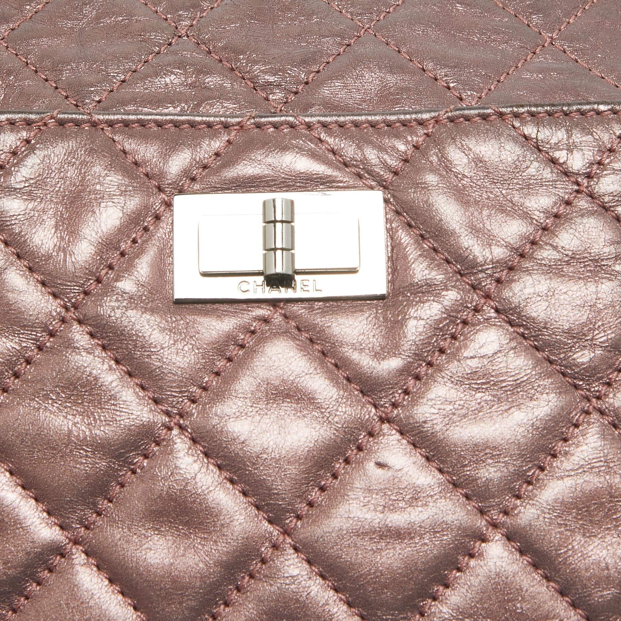 Chanel Metallic Pink Quilted Leather Reissue 2.55 Camera Bag 1
