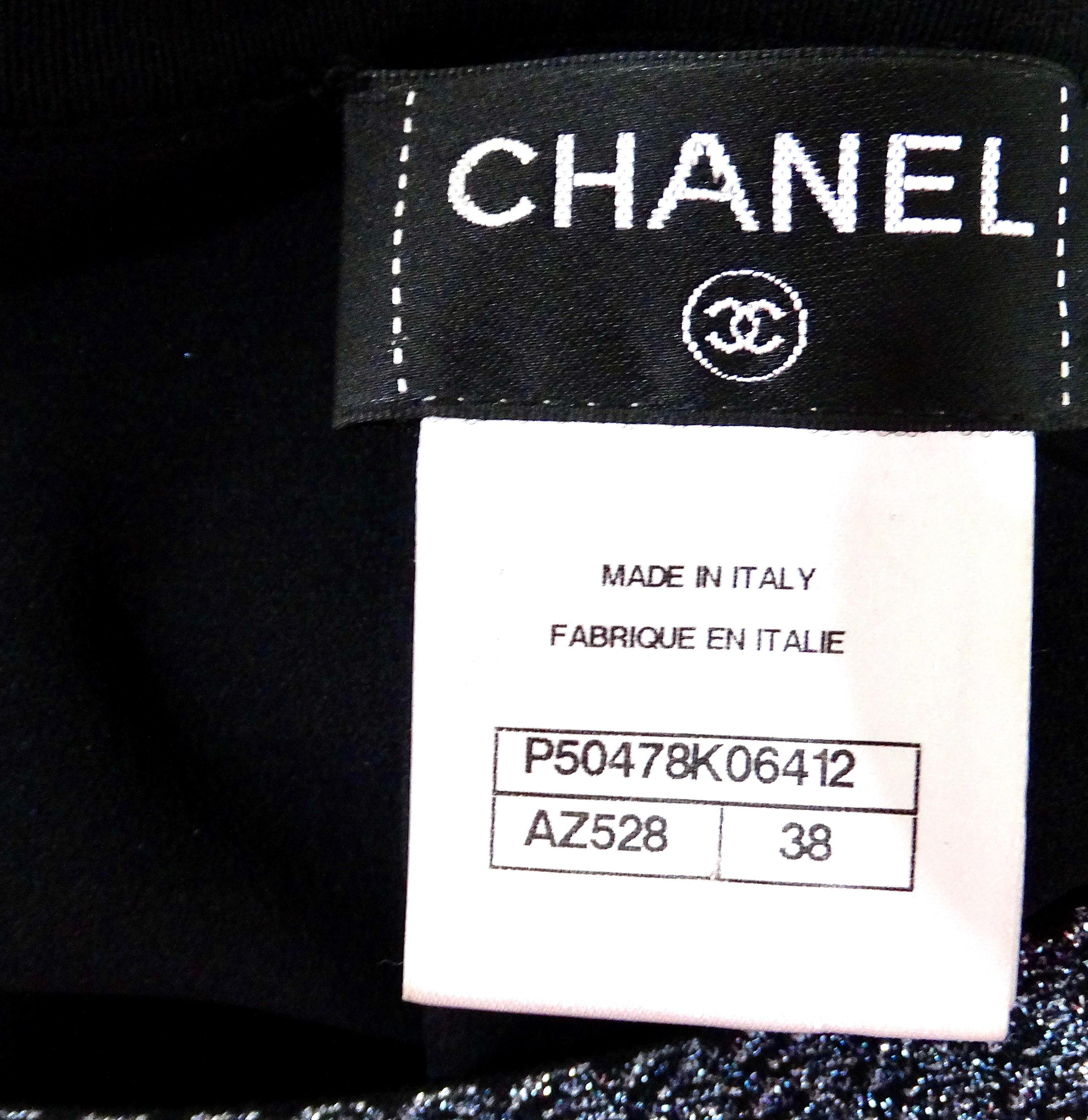 Chanel - Robe à manches longues plissées métallisées en vente 3