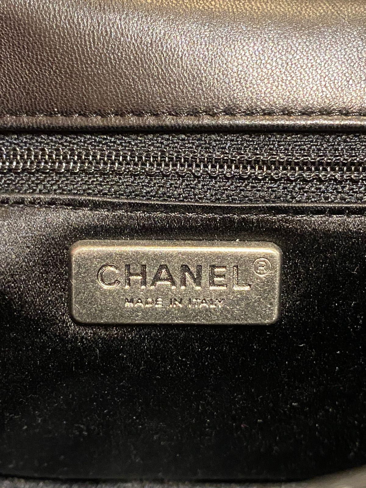 Women's or Men's Chanel Metallic Pony Hair Quilted Flap Bag in Dark Silver Color For Sale
