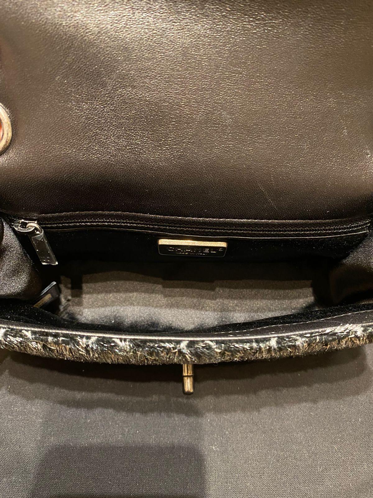 Chanel Metallic Pony Hair Quilted Flap Bag in Dark Silver Color For Sale 2