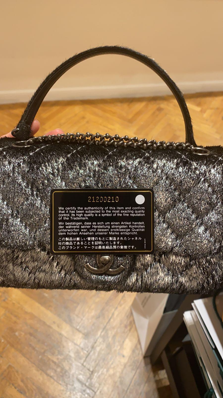Chanel Metallic Pony Hair Quilted Flap Bag in Dark Silver Color For Sale 4