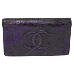 Chanel Metallic Purple Leather CC Bifold Wallet