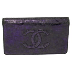 Antique Chanel Metallic Purple Leather CC Bifold Wallet