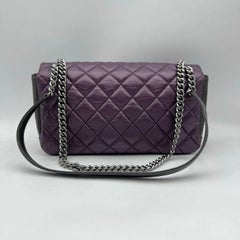 CHANEL Metallic Purple Quilted Aged Calfskin Bicolor Lady Pearly Flap Bag