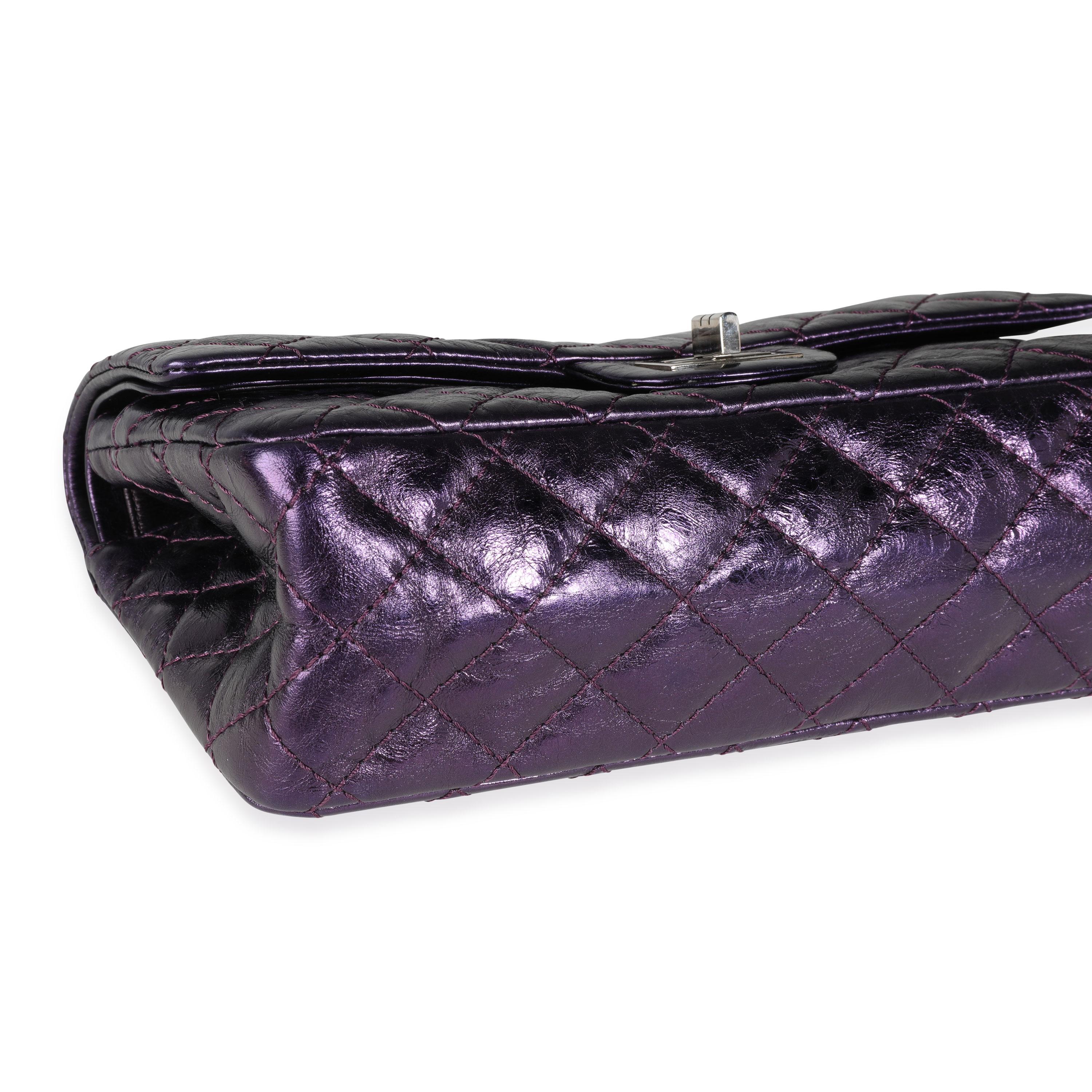 Chanel Metallic Purple Quilted Aged Calfskin Reissue 2.55 225 Double Flap Bag In Excellent Condition In New York, NY