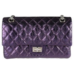 Chanel Metallic Purple Quilted Aged Calfskin Reissue 2.55 225 Double Flap Bag