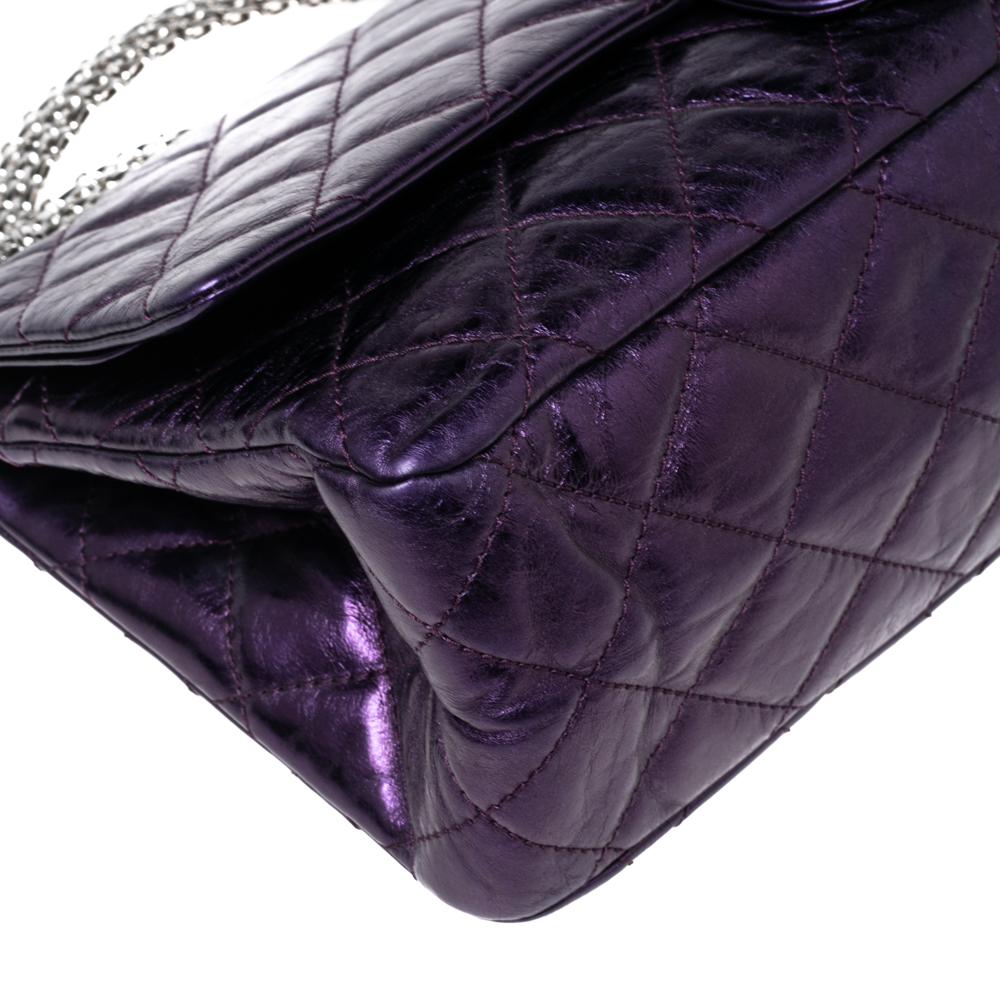 Chanel Metallic Purple Quilted Leather Reissue 2.55 Classic 228 Flap Bag 6