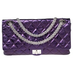 Chanel Metallic Lila gesteppte Leder Reissue 2.55 Classic 228 Klappentasche