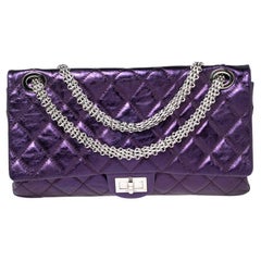 Chanel Metallic Purple Quilted Leather Reissue 2.55 Classic 228 Flap Bag