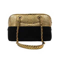 Chanel Metallic Python Suede Bowler Tote Bag