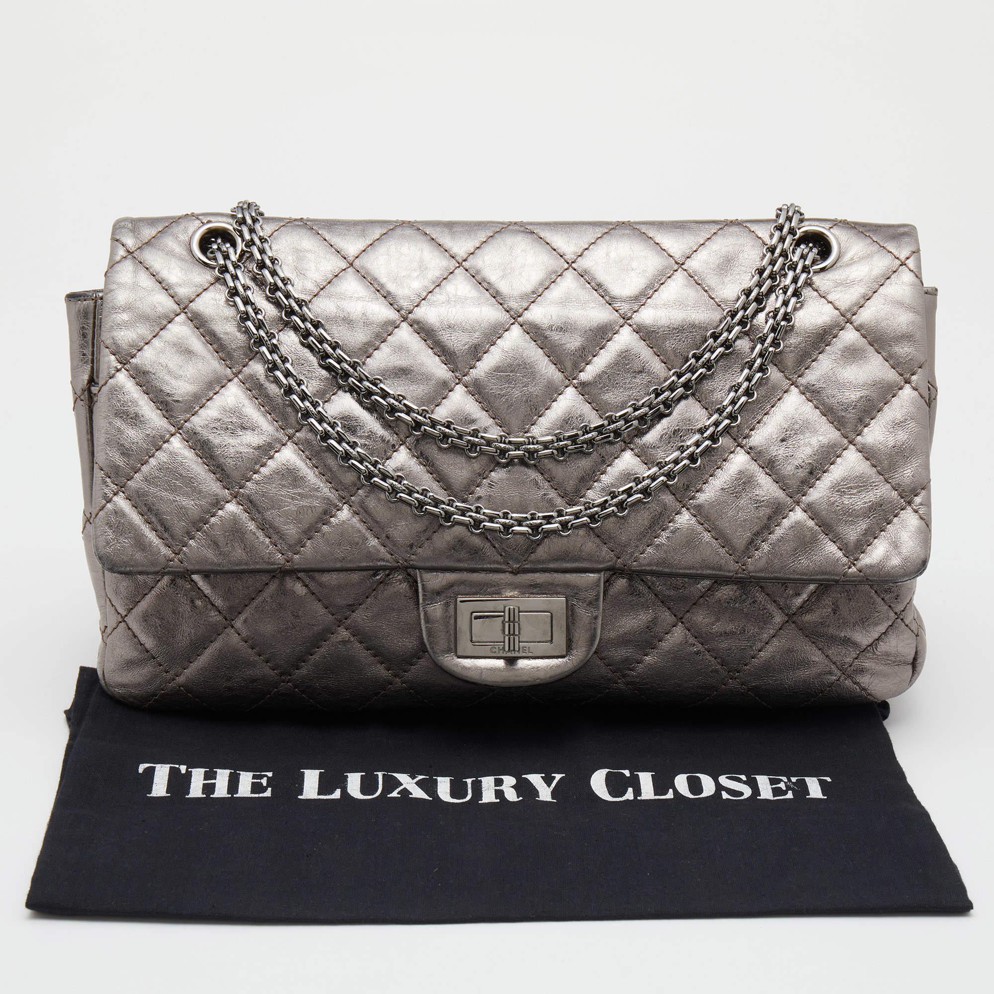 Chanel Metallic Quilted Aged Leather Reissue 2.55 Classic 227 Flap Bag 6