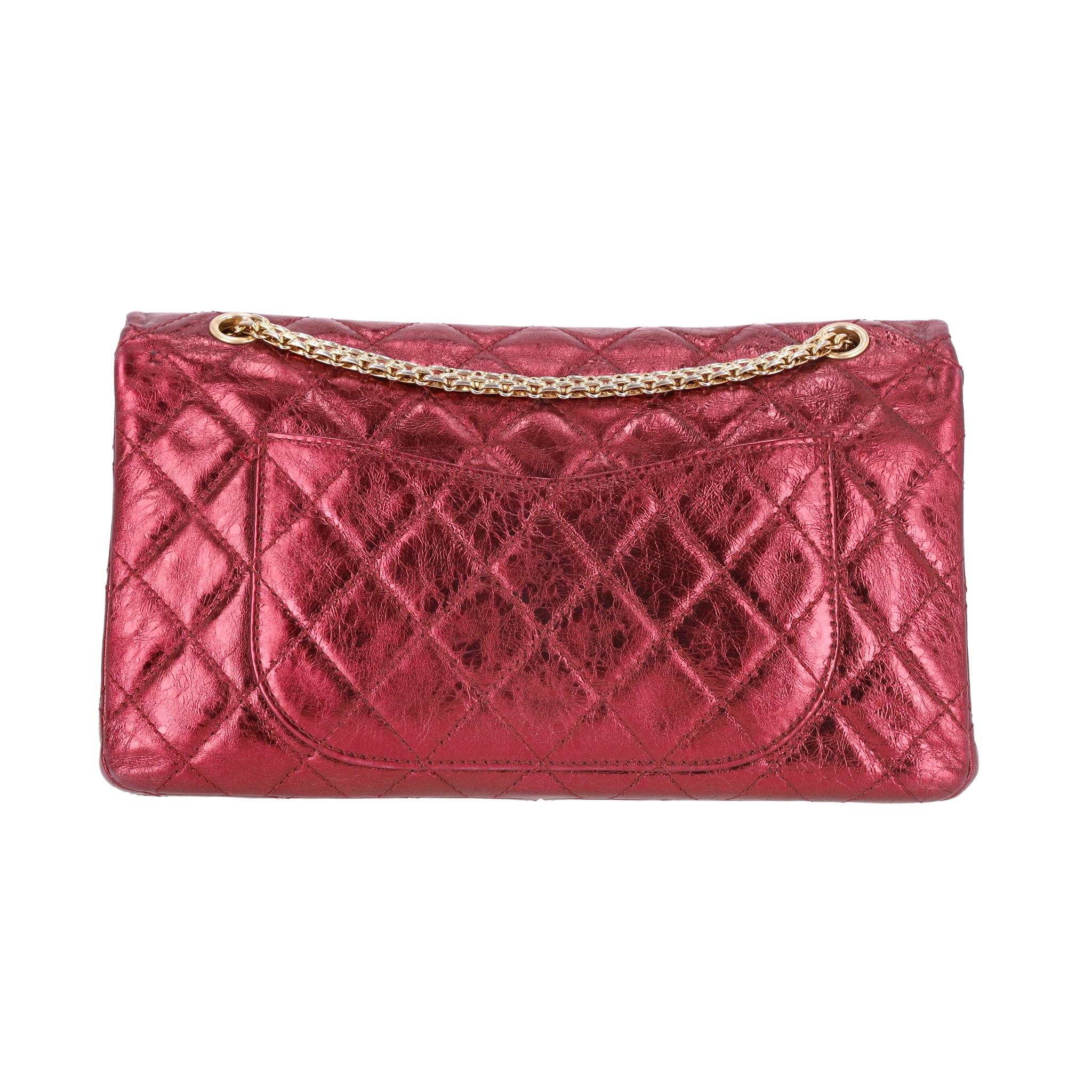 Marron Chanel - Sac à rabat 2.55 Reissue 227 en cuir de veau matelassé métallisé en vente