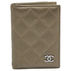 Chanel Metallic Quilted Caviar Leather CC Logo Card Case
