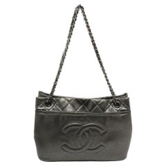 Chanel Metallic Quilted Caviar Soft Leather CC Timeless Shopper Tote