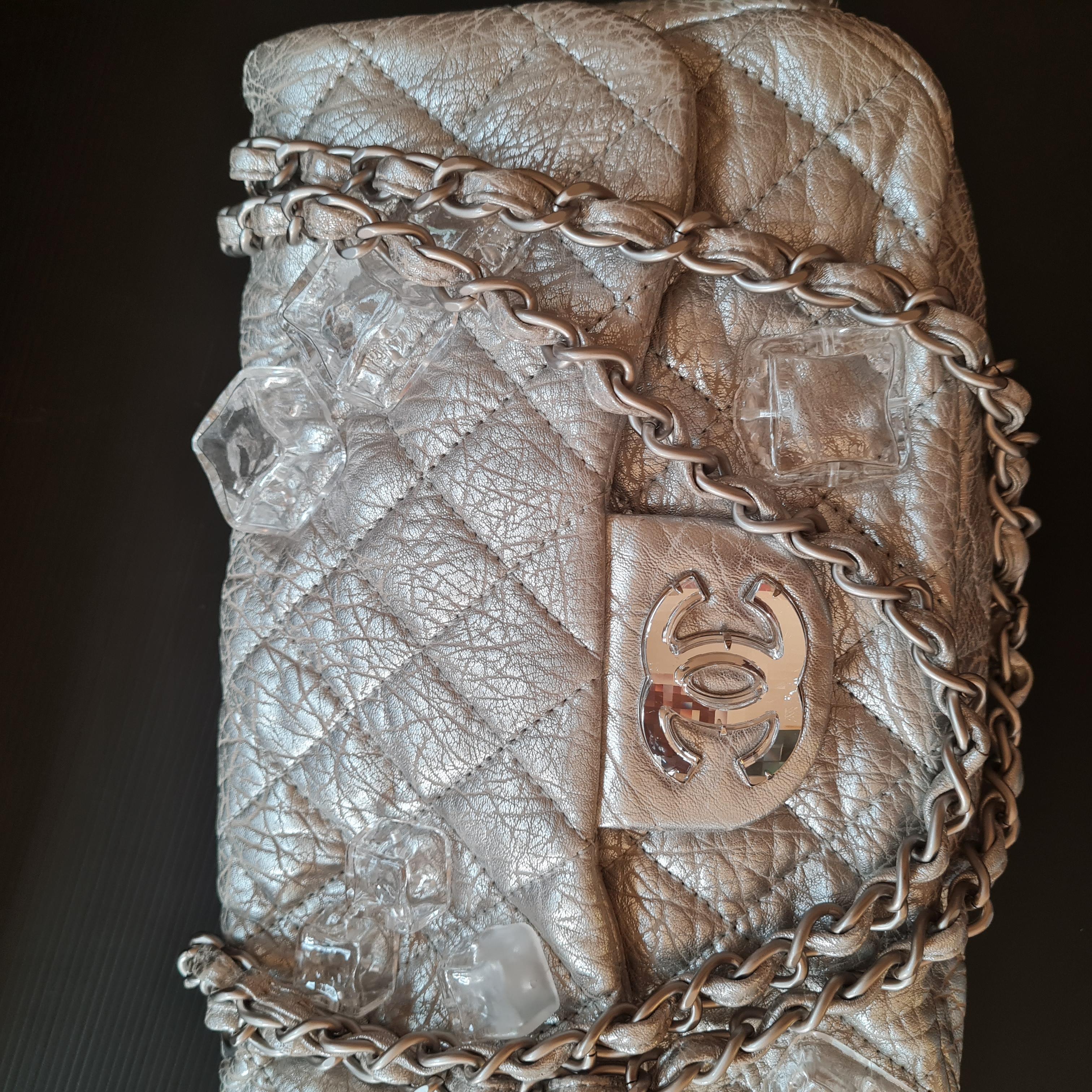 Chanel Metallic Quilted Ice Cube On The Rocks Flap Bag 11