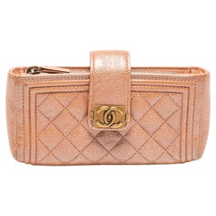 Chanel Metallic Quilted Iridescent Leather CC Phone Pouch