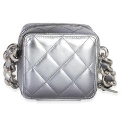 Chanel Metallic Quilted Lambskin Coco Punk Clutch With Chain