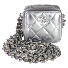 Chanel Metallic Quilted Lambskin Coco Punk Clutch With Chain