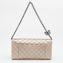 Chanel Metallic Quilted Leather Butterfly Chain Clutch