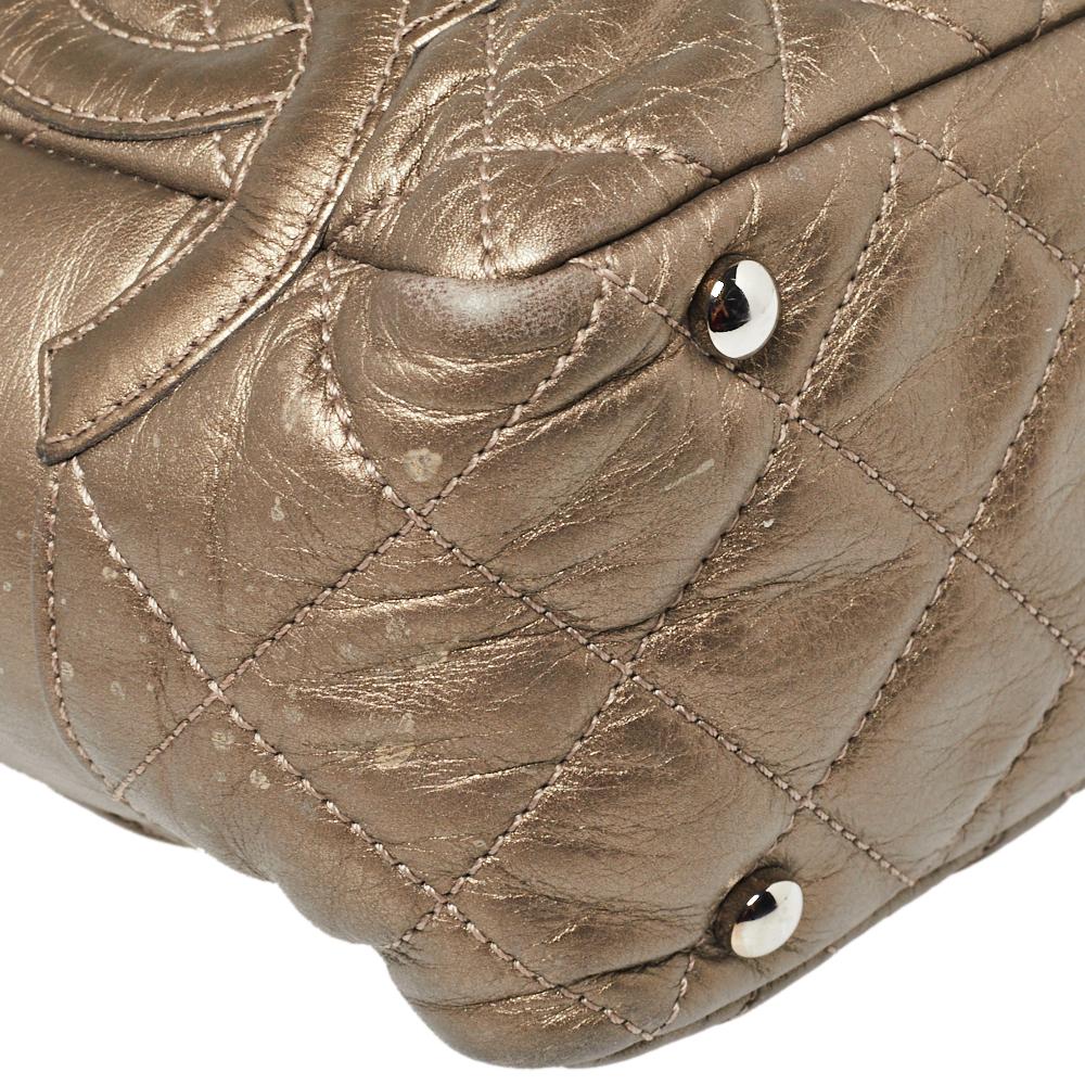 Chanel Metallic Quilted Leather Cambon Chain Bowler Bag 1