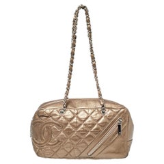 Chanel Metallic Quilted Leather Cambon Chain Bowler Bag