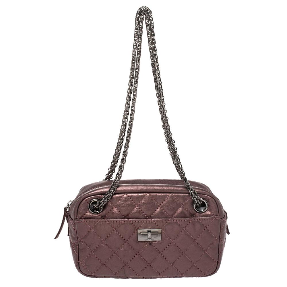 Chanel Metallic Quilted Leather Mini Reissue Camera Bag at 1stDibs