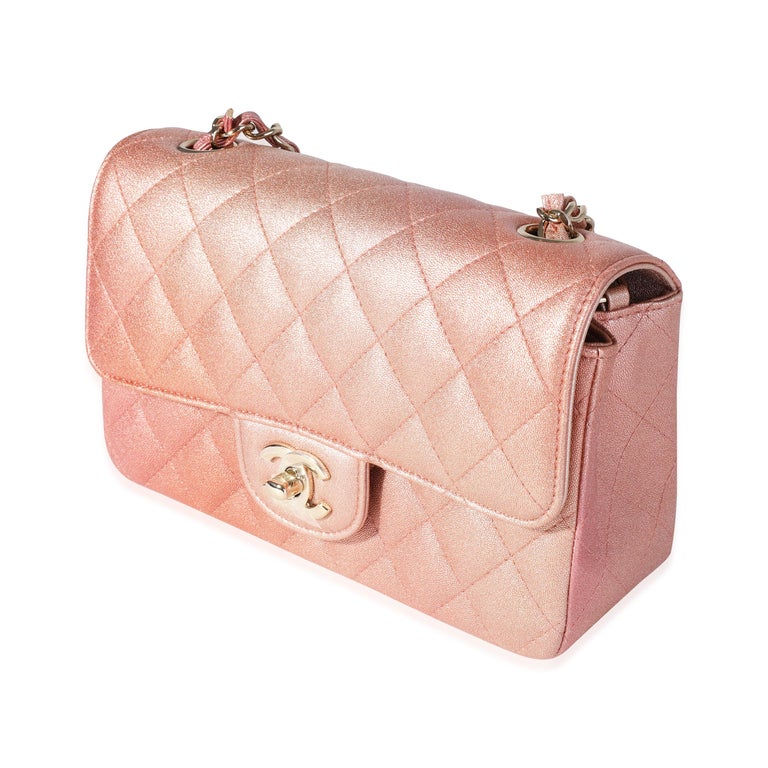 Chanel Metallic Rose Gold Ombré Classic Rectangular Mini Flap Bag For Sale  at 1stDibs