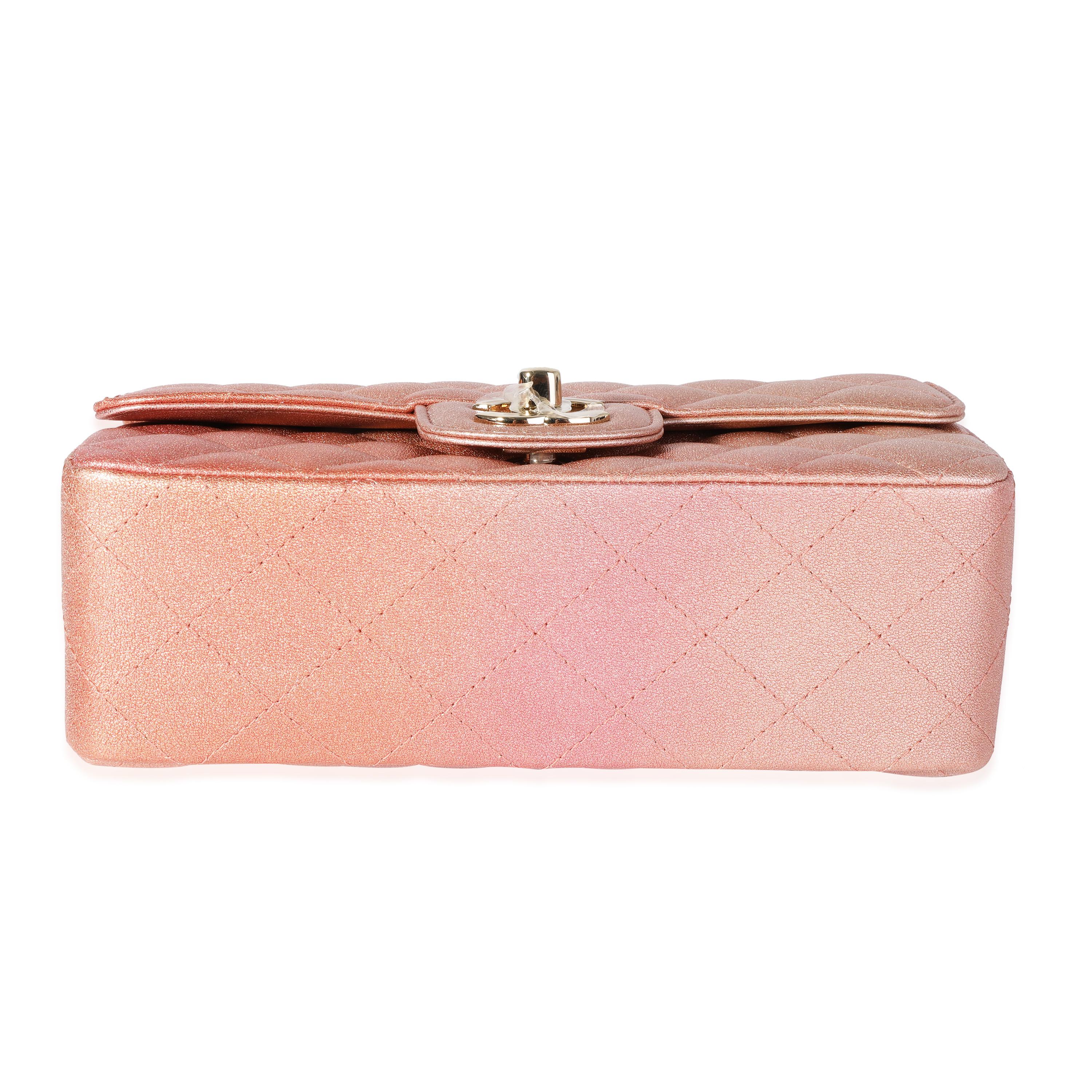 Women's Chanel Metallic Rose Gold Ombré Classic Rectangular Mini Flap Bag