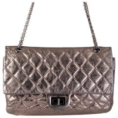 CHANEL metallic silver 2.55 REISSUE 227 FLAP Shoulder Bag