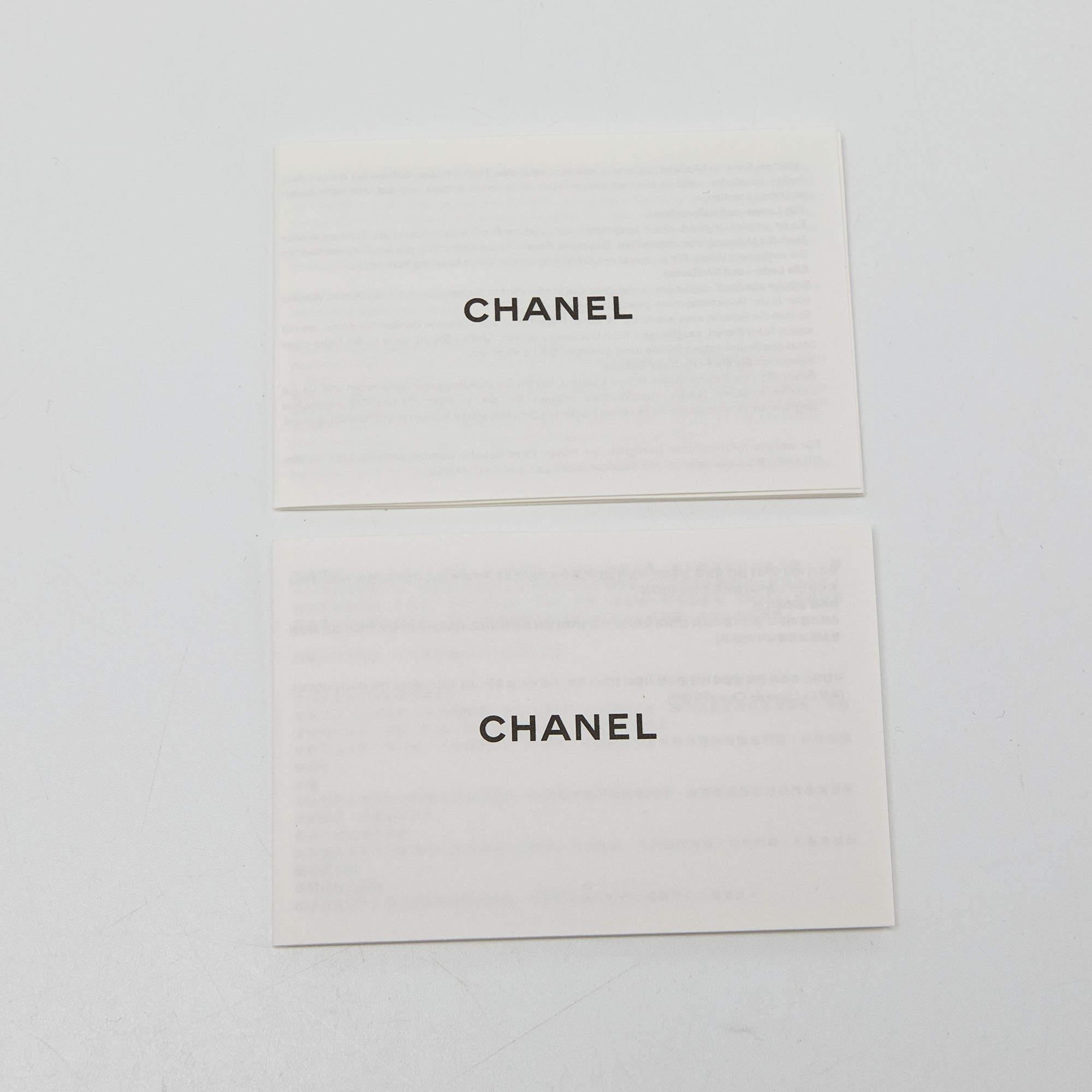 Chanel Metallic Silver/Black Leather CC Bow Cap Toe Ballet Flats  5
