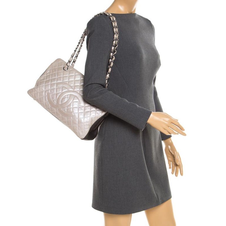 CHANEL Quilted Leather CC Logo Shopper Bag Brown main image 1