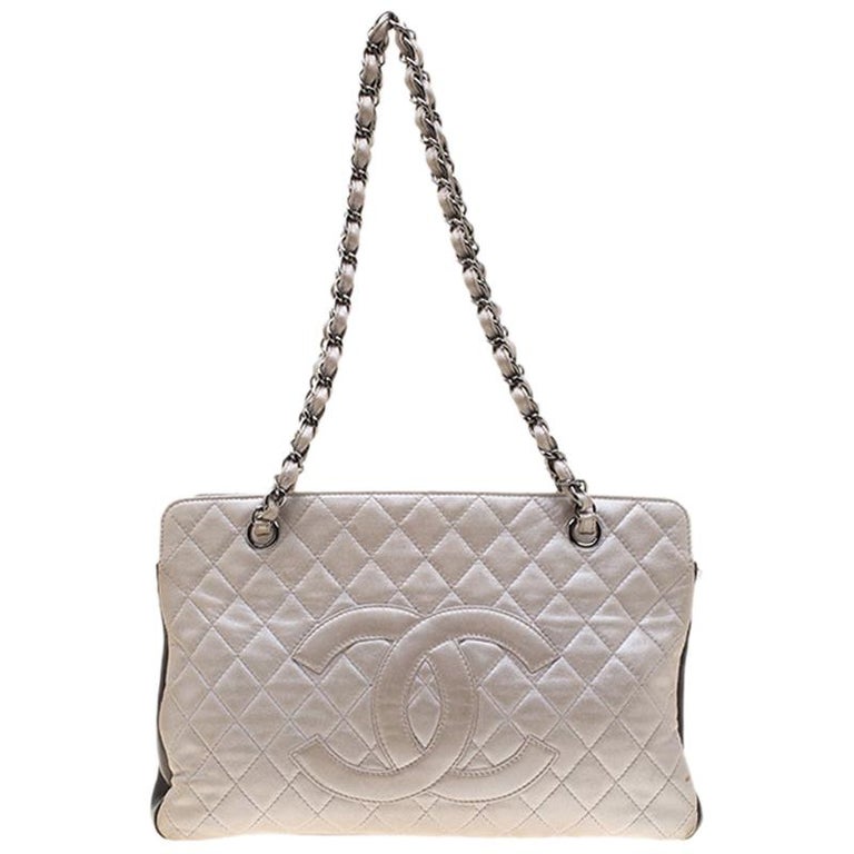 CHANEL Quilted Leather CC Logo Shopper Bag Brown main image 0