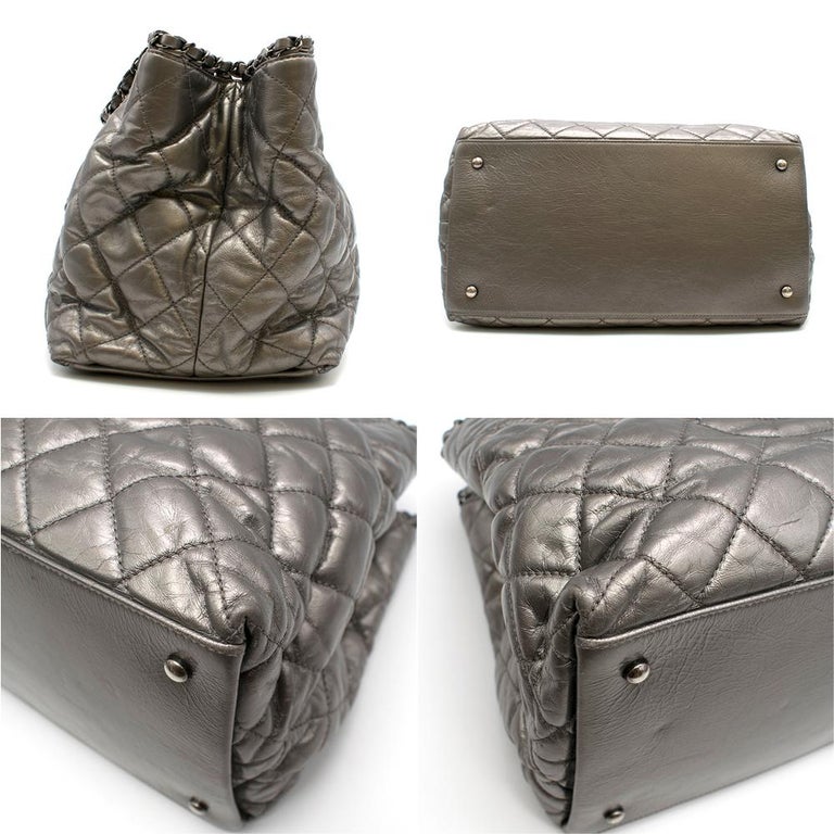 Chanel Metallic Silver Chain Me Tote Bag at 1stDibs | chanel chain me ...