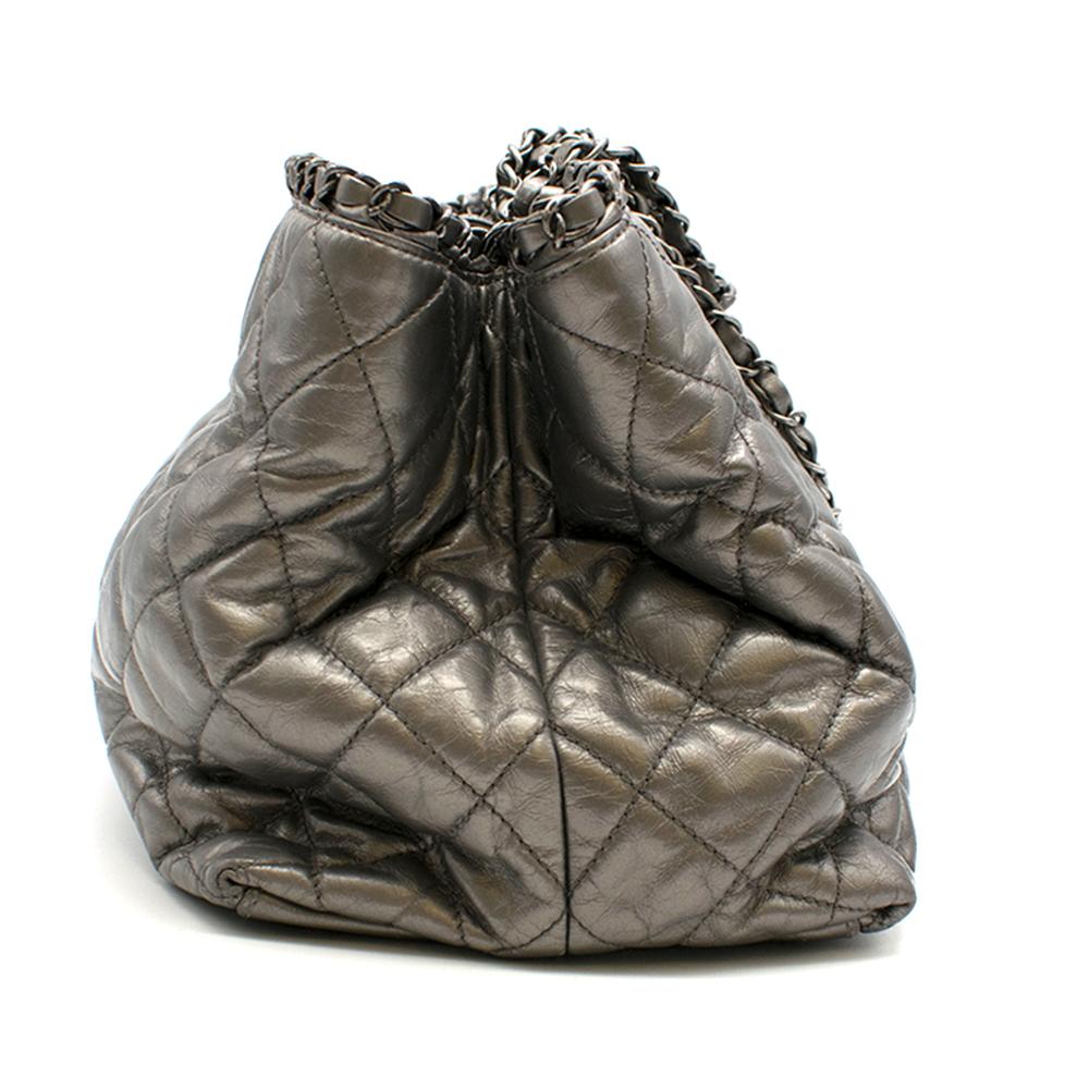 Chanel Metallic Silver Chain Me Tote Bag 4