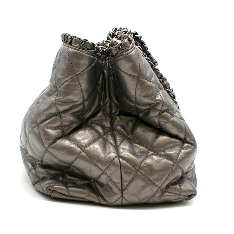 Chanel Metallic Silver Chain Me Tote Bag at 1stDibs | chanel chain me ...