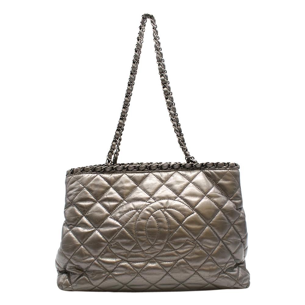 Chanel Metallic Silver Chain Me Tote Bag