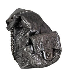 CHANEL metallic silver leather BACKPACK IS BACK LARGE Backpack Bag