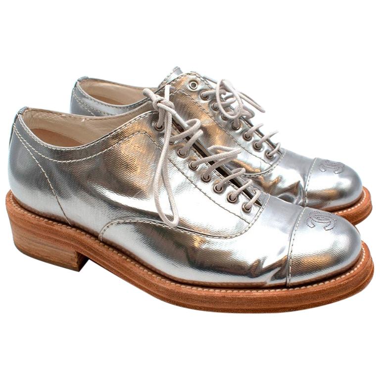 Chanel Metallic Silver Leather CC 