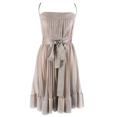 Chanel Metallic Silver Pleated Dress - Size US 6