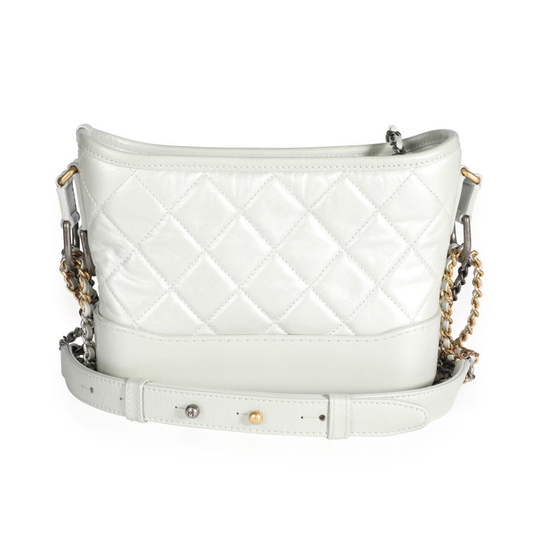 Chanel Metallic Silver Quilted Calfskin Small Gabrielle Hobo For Sale ...