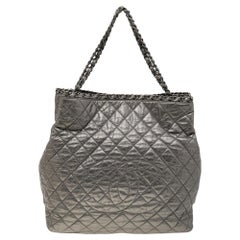 Chanel Silver/Pewter Quilted Timeless Chain Around Grand Shopping