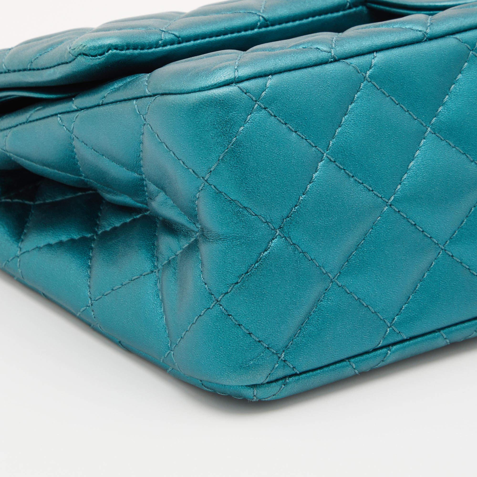 Chanel Metallic Teal Blue Quilted Leather Reissue 2.55 Classic 226 Flap Bag 6