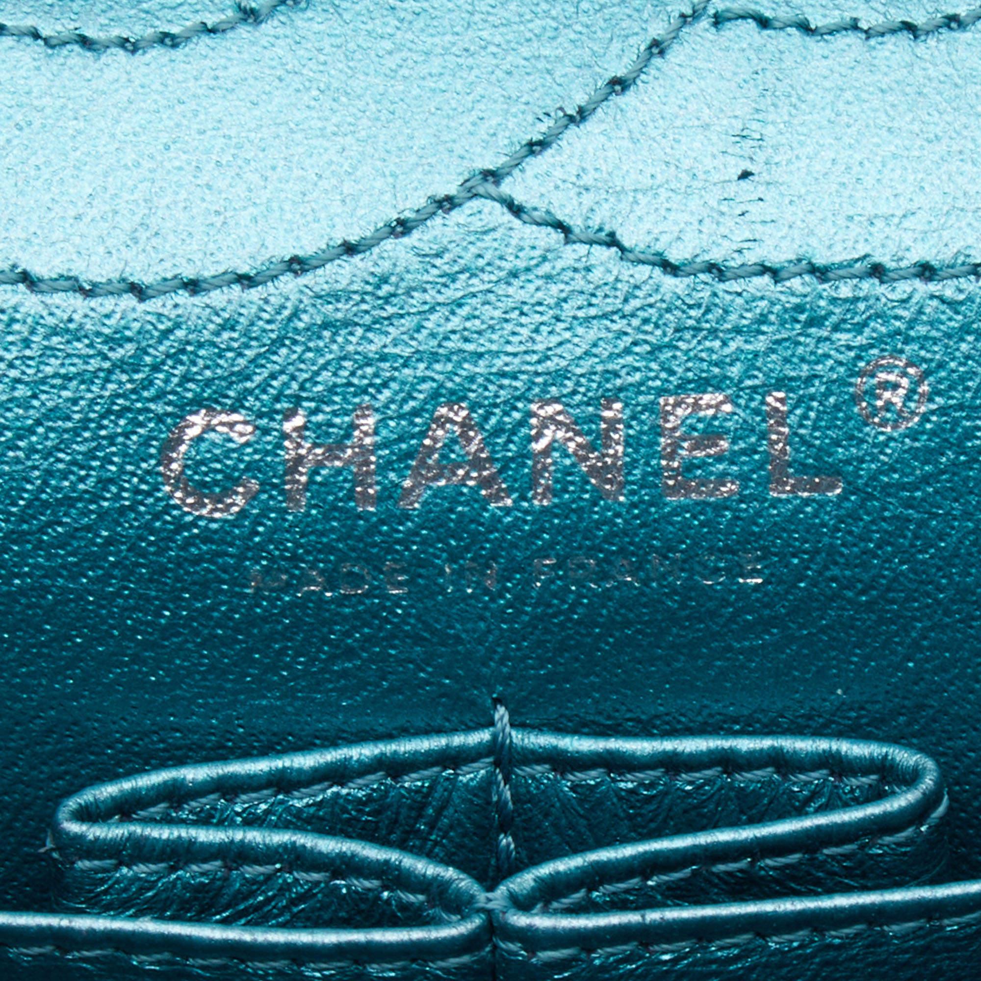 Chanel Metallic Teal Blue Quilted Leather Reissue 2.55 Classic 226 Flap Bag 8